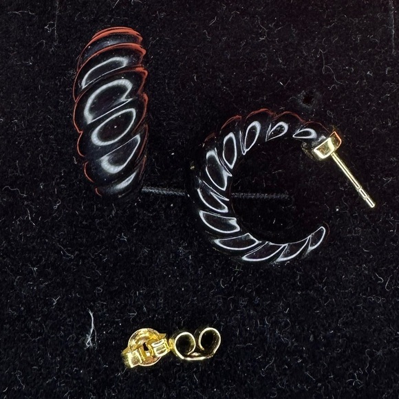 Mejuri Jewelry - Mejuri Black Croissant Dome Hoop Earrings RARE